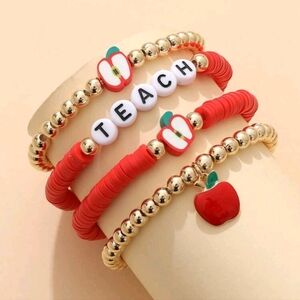 Apple Themed "Teach" Bracelet Set